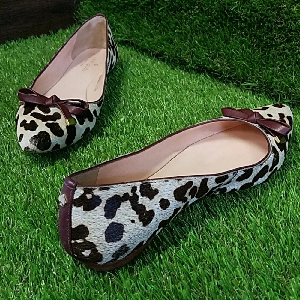 Kate Spade Calf Fur Emma Bow Flats